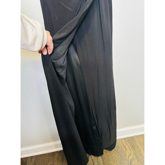 LA FEMME Black Ruched Cutout Back Jersey Trumpet Slit Gown Dress Size 8z - Picture 6 of 10